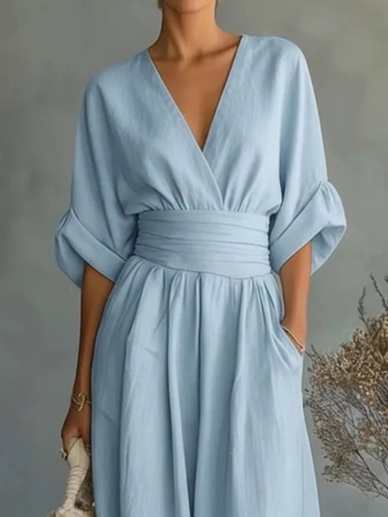 Full Size Half Sleeve Wide Leg Jumpsuit Plus Size Secondary image