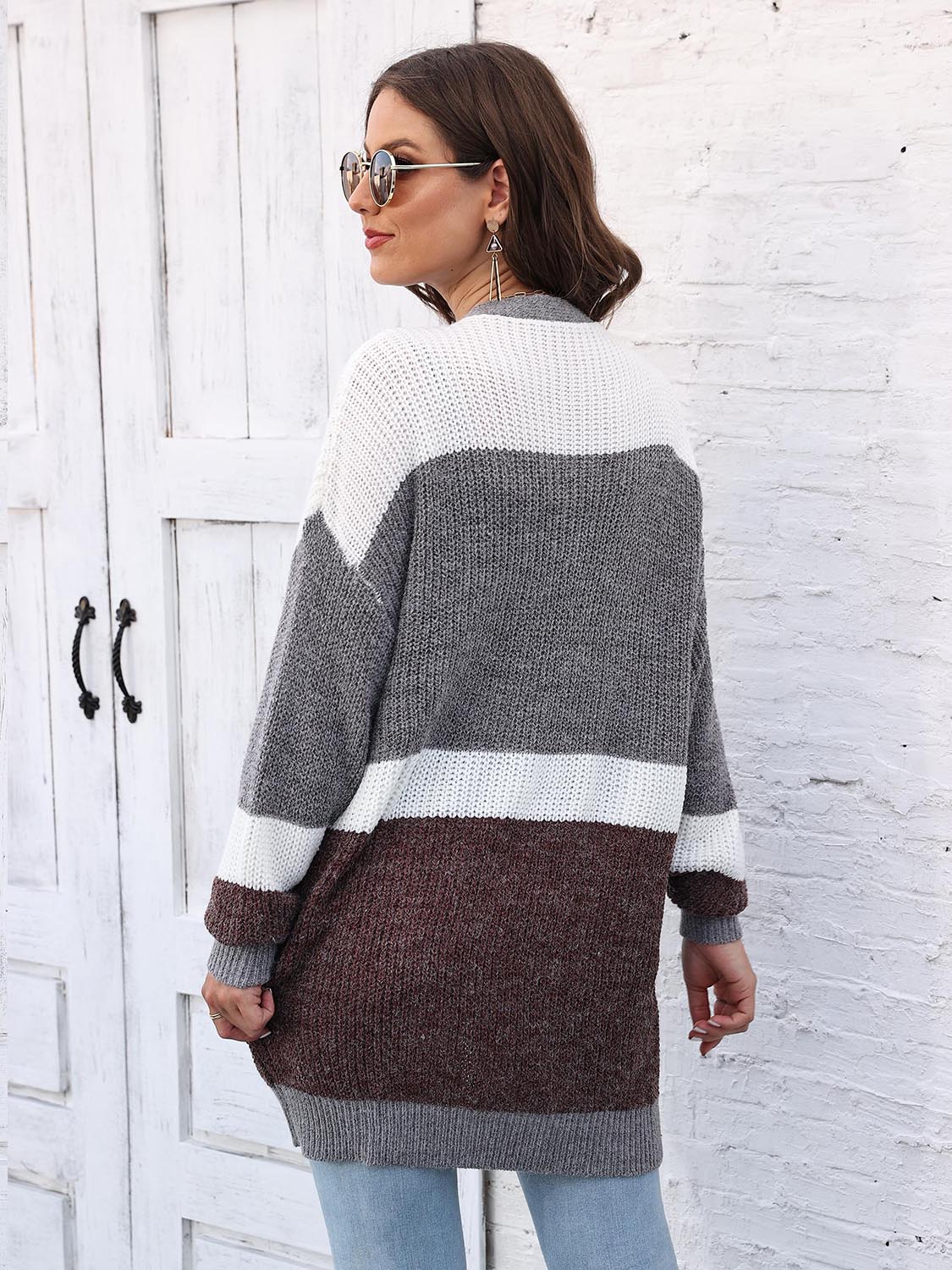 Color Block Open Front Cardigan Secondary image