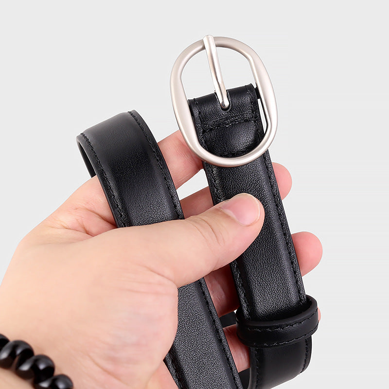 Oval Buckle Leather Belt Secondary image