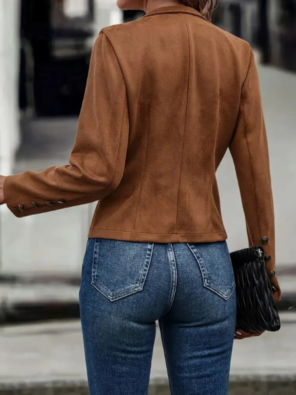Decorative Button Open Front Long Sleeve Jacket Secondary image