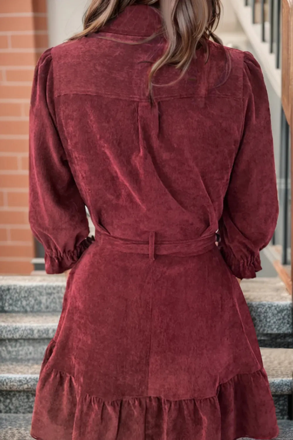 Tied Button Up Ruffle Hem Dress Secondary image