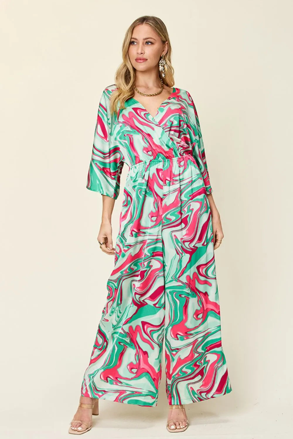 Double Take Full Size Half Sleeve Wide Leg Jumpsuit Secondary image