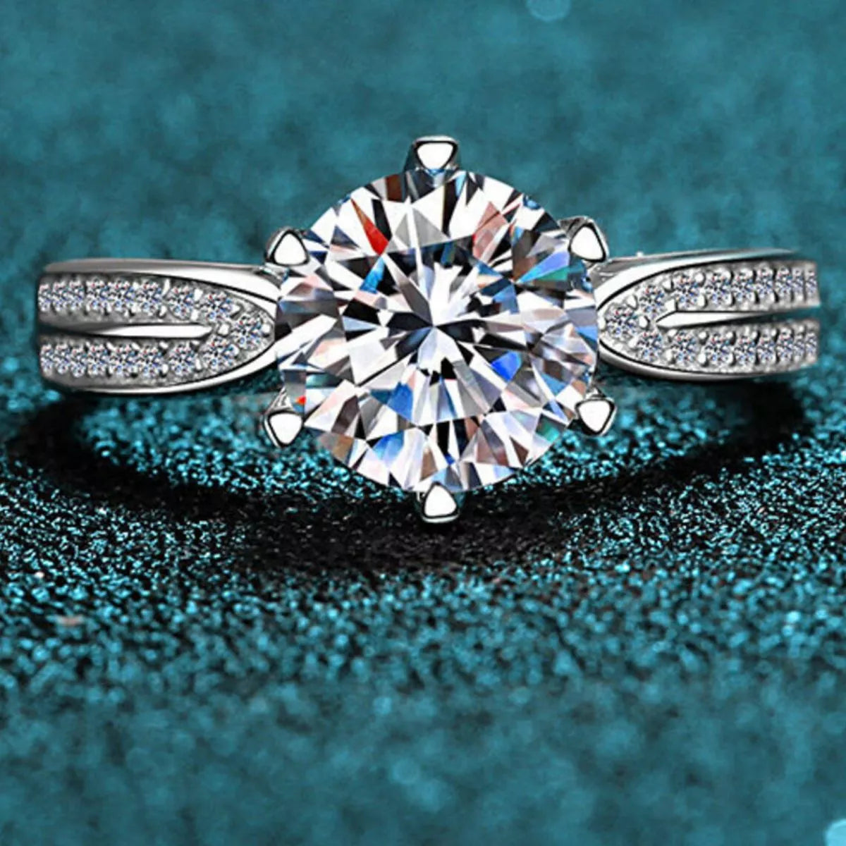 3 Carat 925 Sterling Silver Moissanite Geometric Ring Secondary image