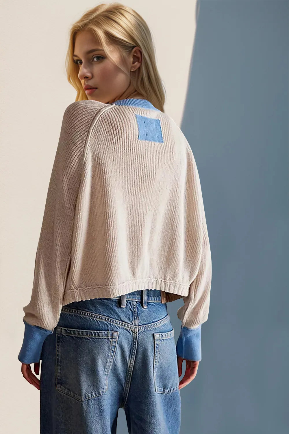 Contrast Button Up Long Sleeve Cardigan Secondary image