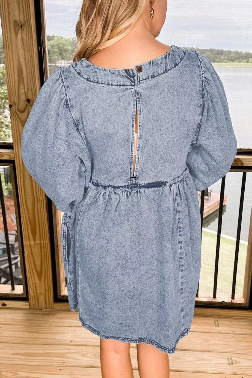 Vintage Wash Denim Dress with Pockets Secondary image