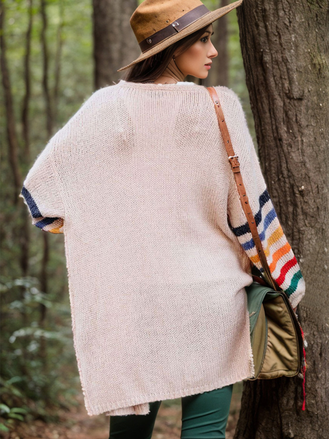 Striped Open Front Long Sleeve Cardigan Secondary image