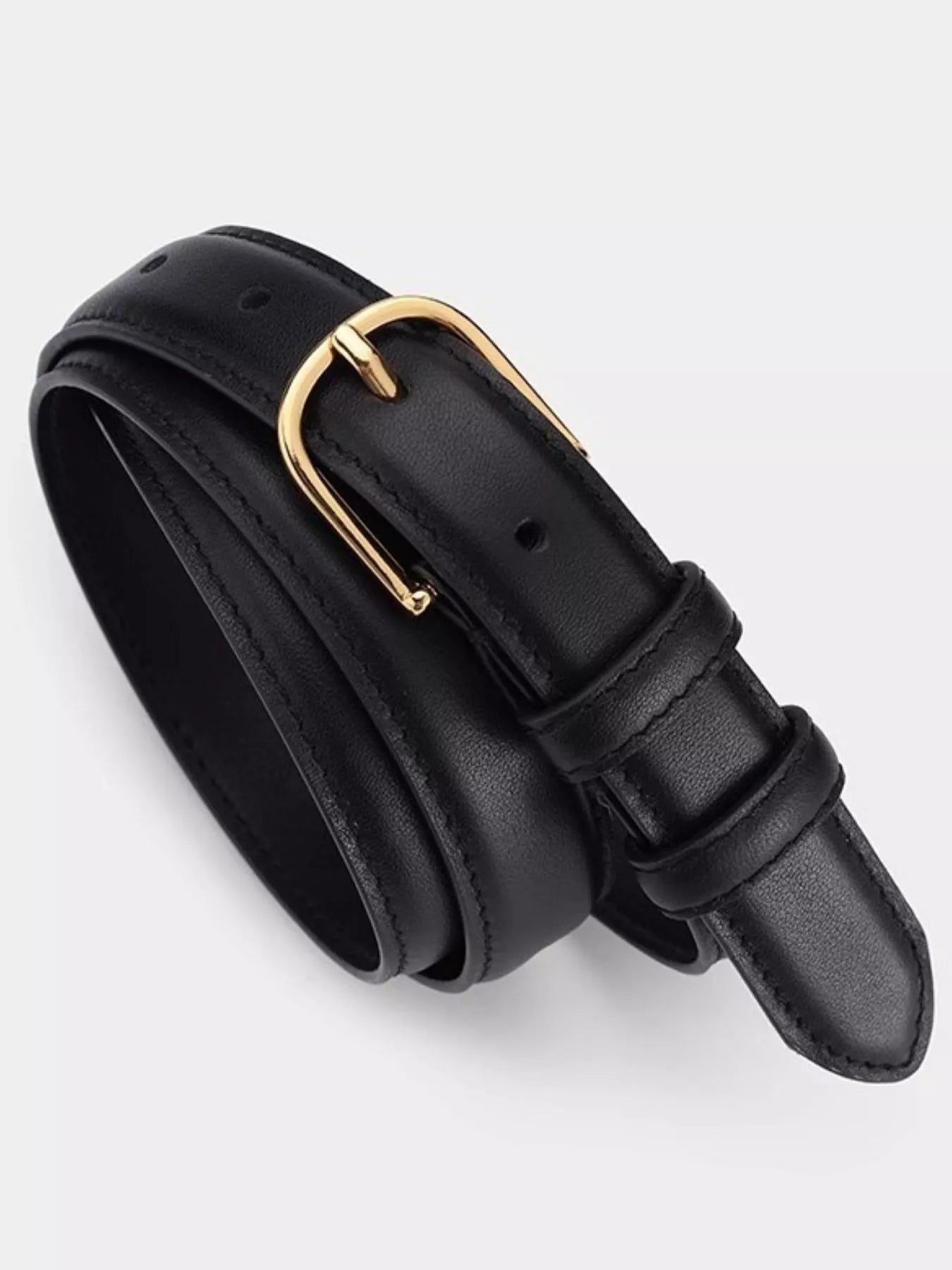 Classic Leather Belt with Golden Buckle Secondary image