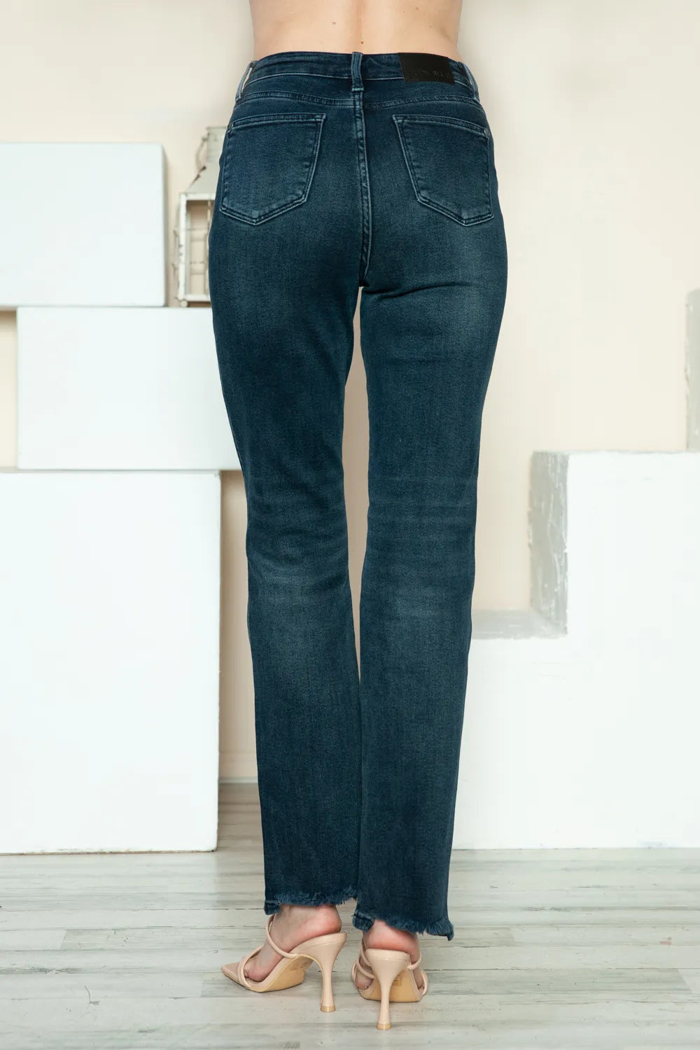 Judy Blue Full Size Button Fly Hem Destroy Straight Jeans Secondary image