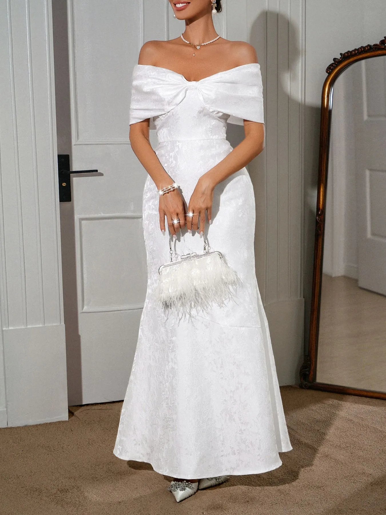 Bow Off-Shoulder Maxi Dress Secondary image