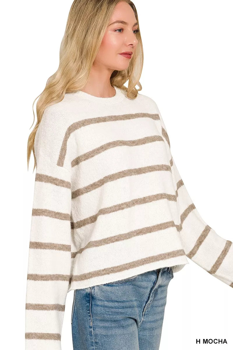 Zenana Wool Blend Striped Sweater Secondary image