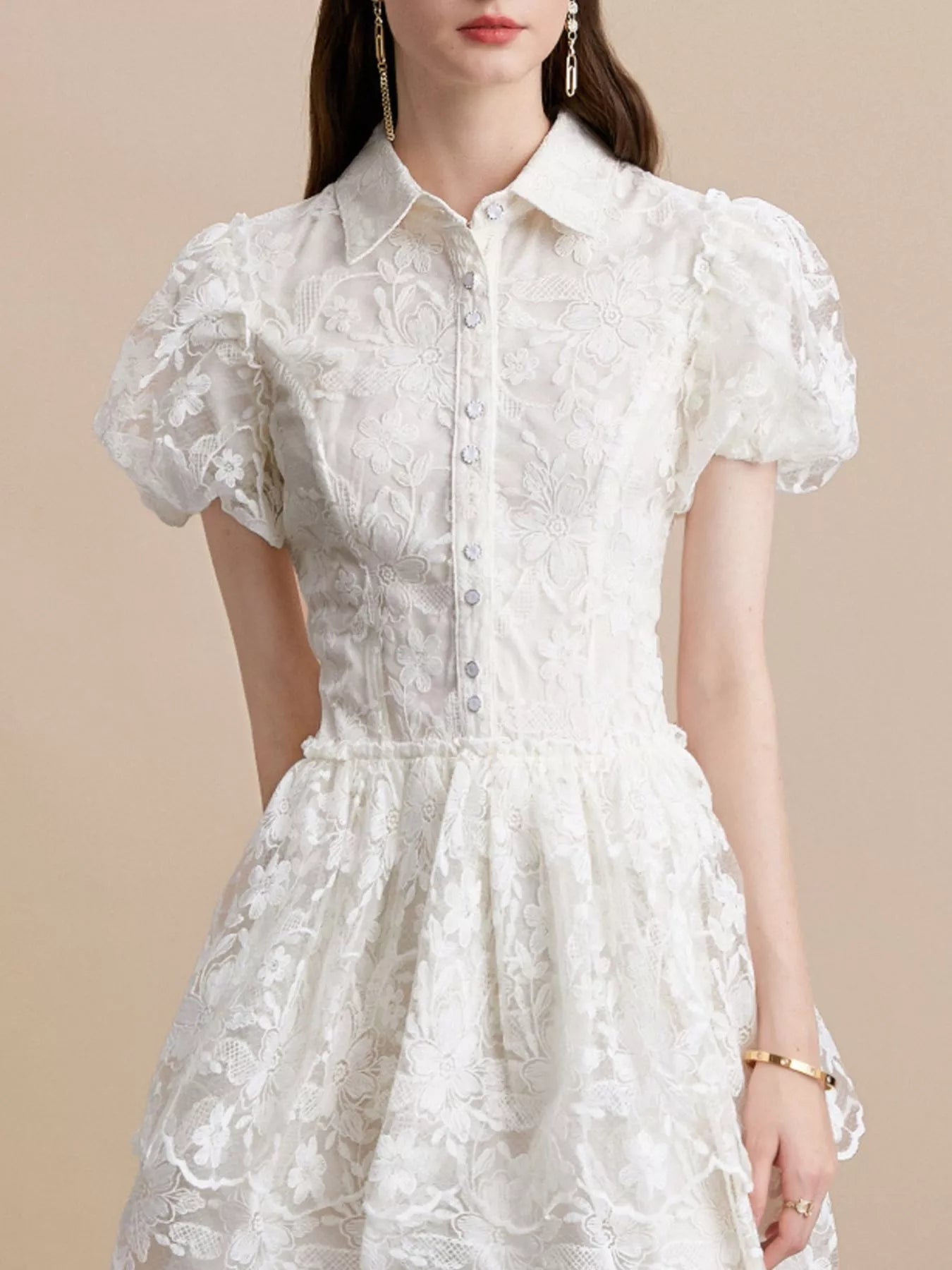 Lace Puff Sleeve Mini Dress Secondary image
