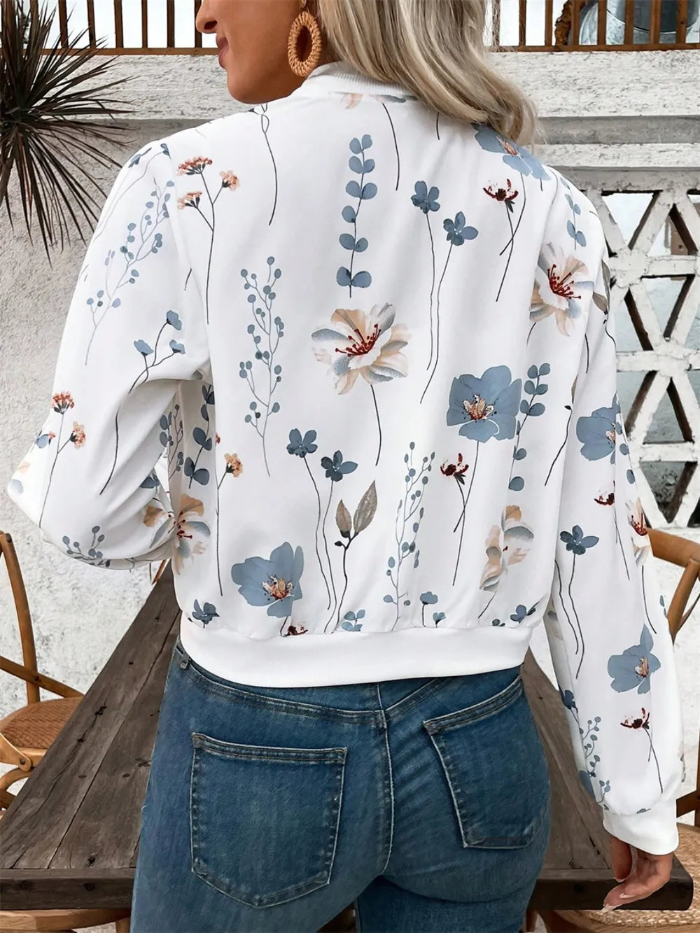 Printed Zip Up Long Sleeve Jacket Secondary image
