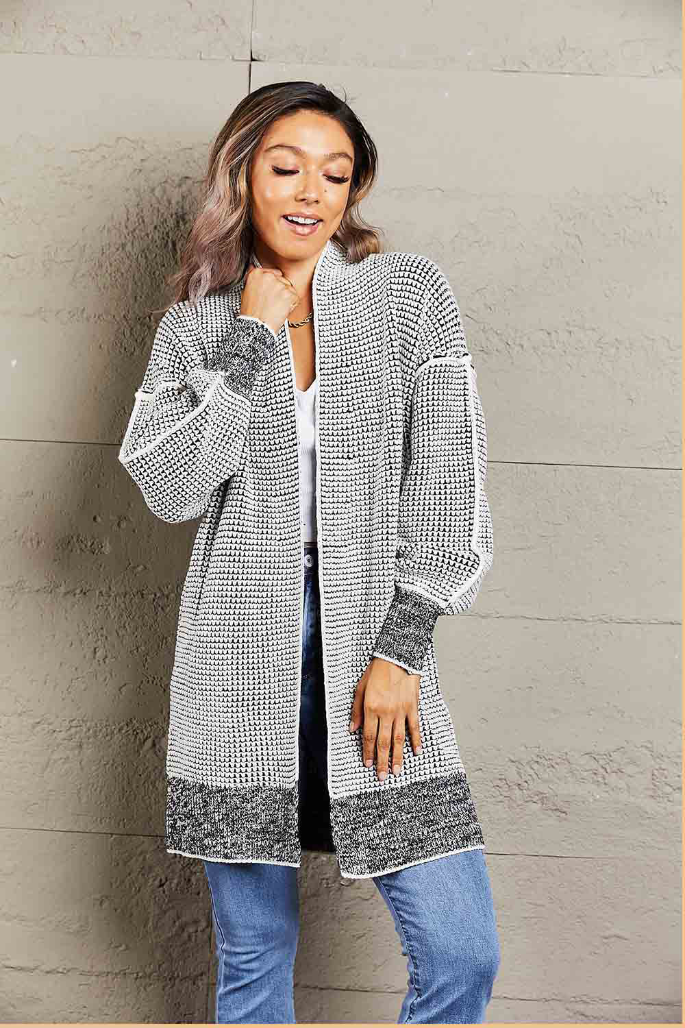 Heathered Open Front Longline Cardigan Secondary image