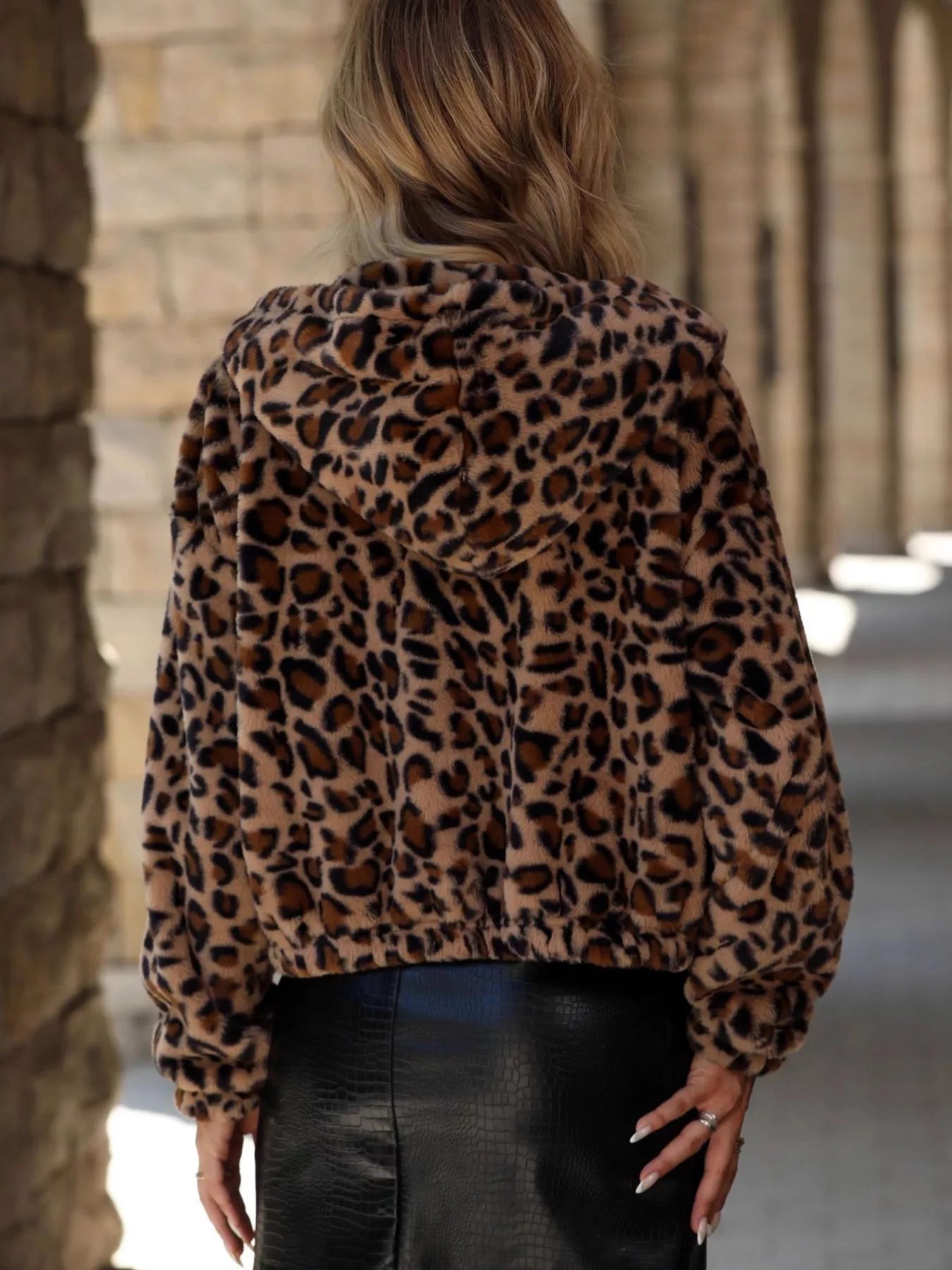 Leopard Zip Up Hooded Outerwear Secondary image