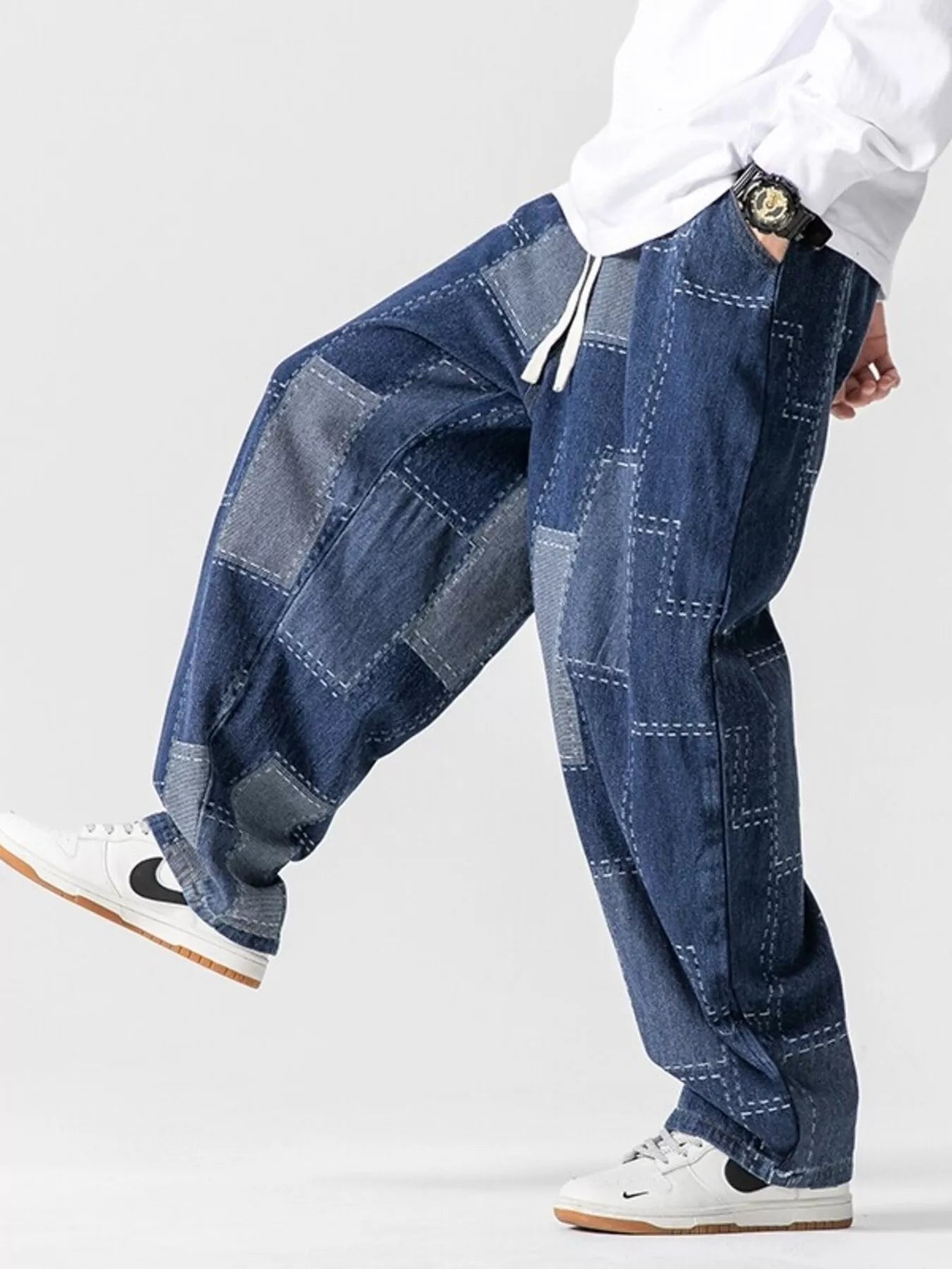 Men's Plus Size Patchwork Wide Leg Jeans Secondary image