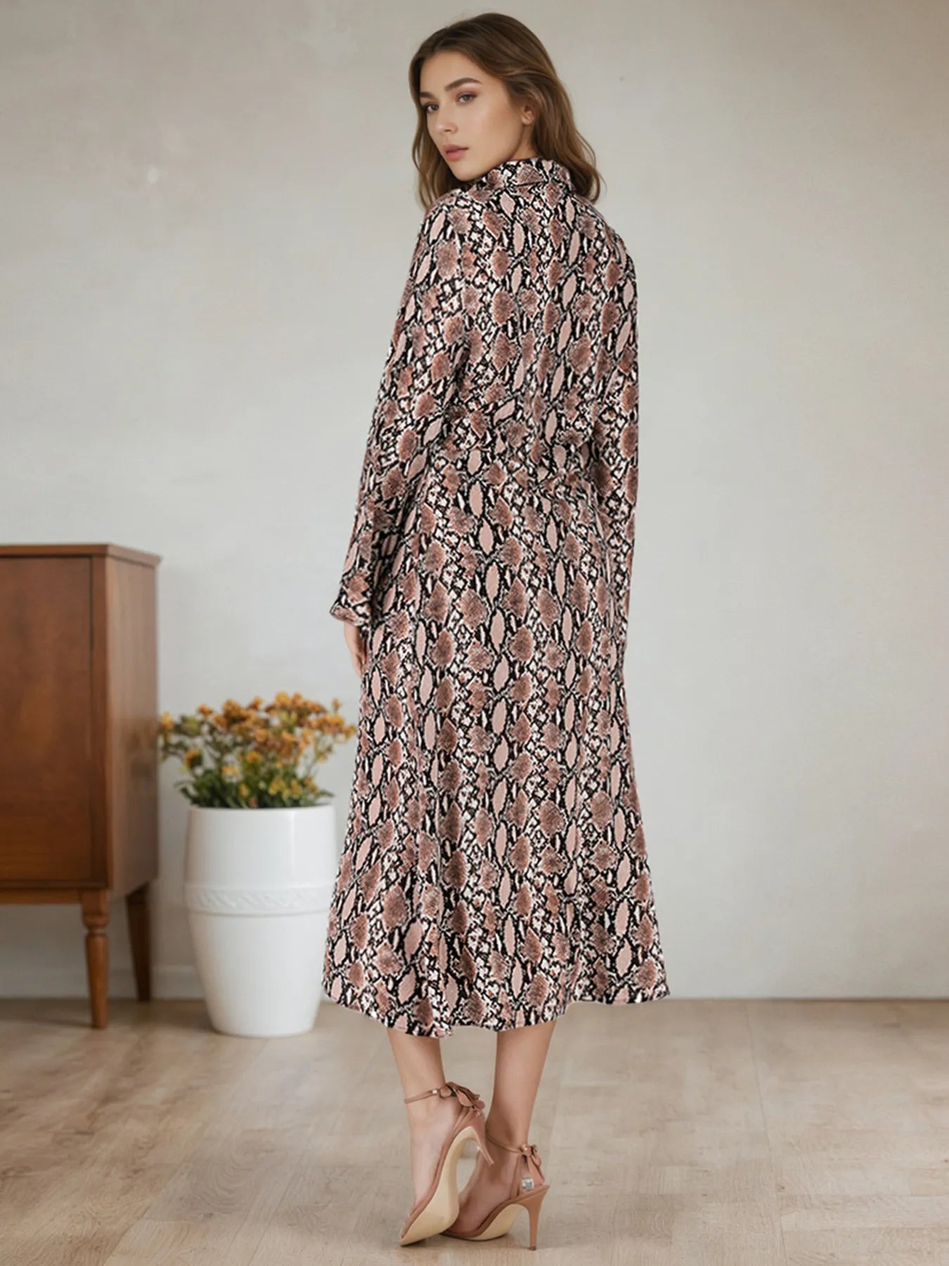 Snake Print Long Sleeve Shirt Dress Secondary image
