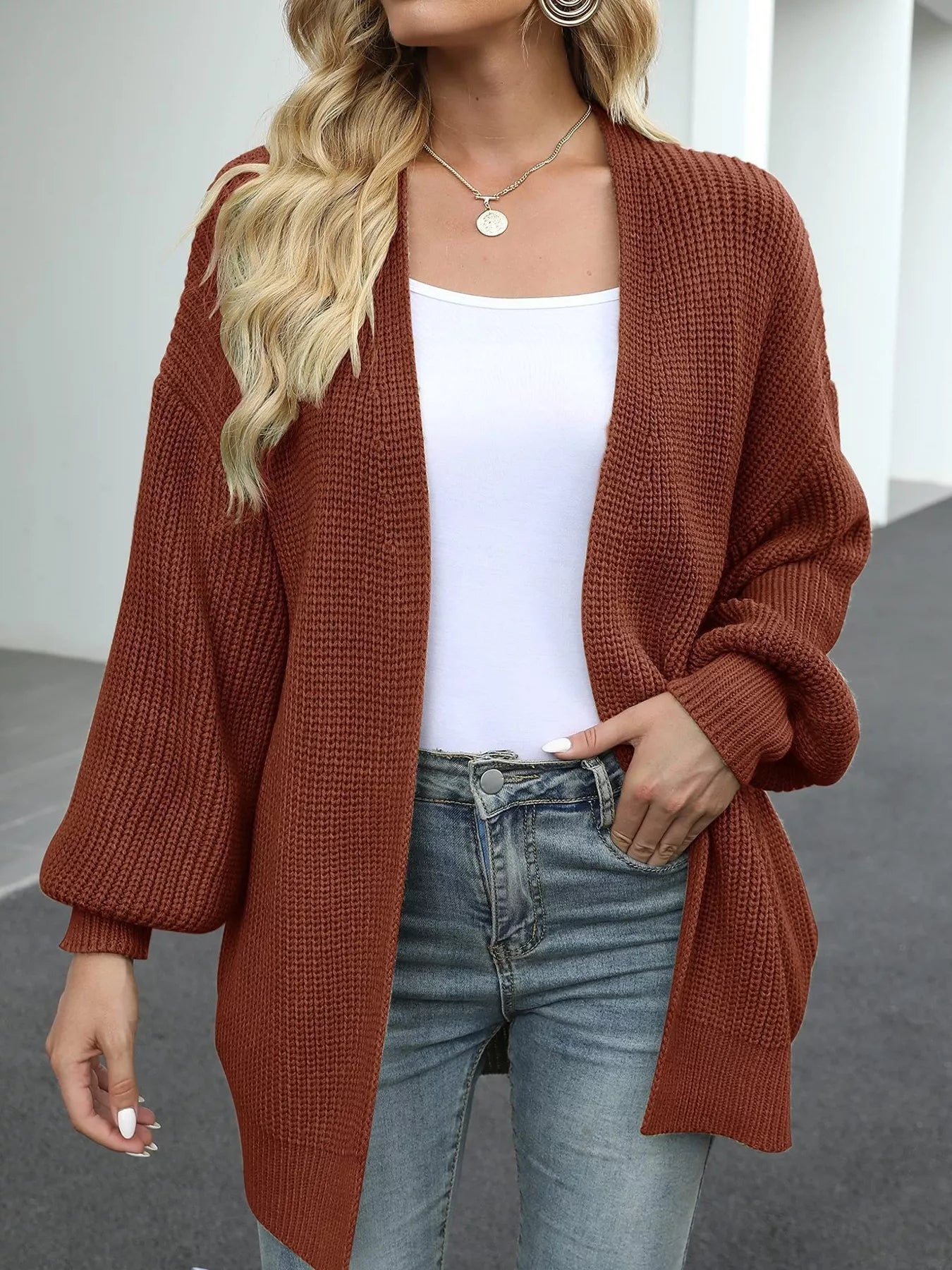 Chunky Knit Open Front Cardigan Secondary image