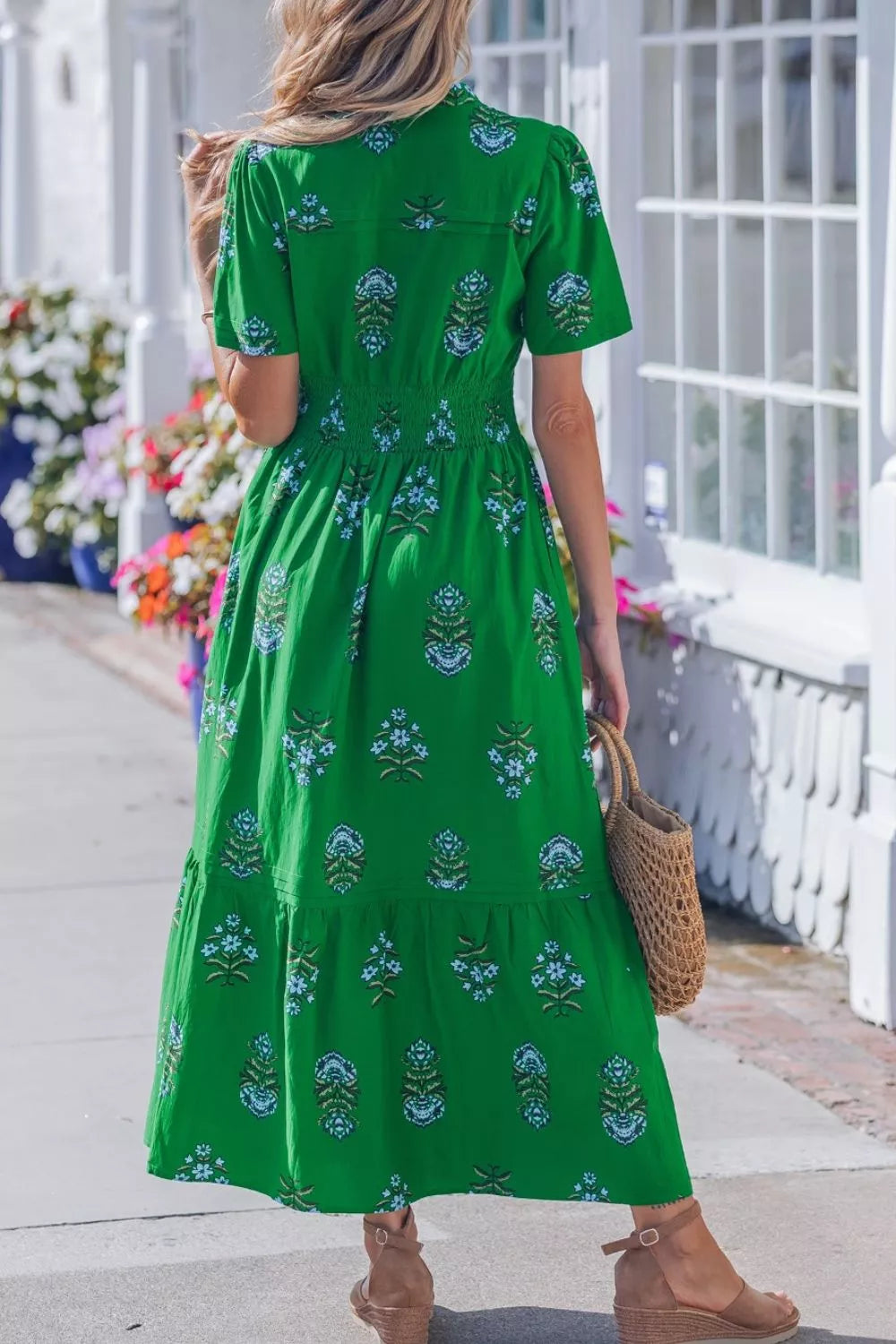 Floral Print Smocked Waist Maxi Dress Secondary image