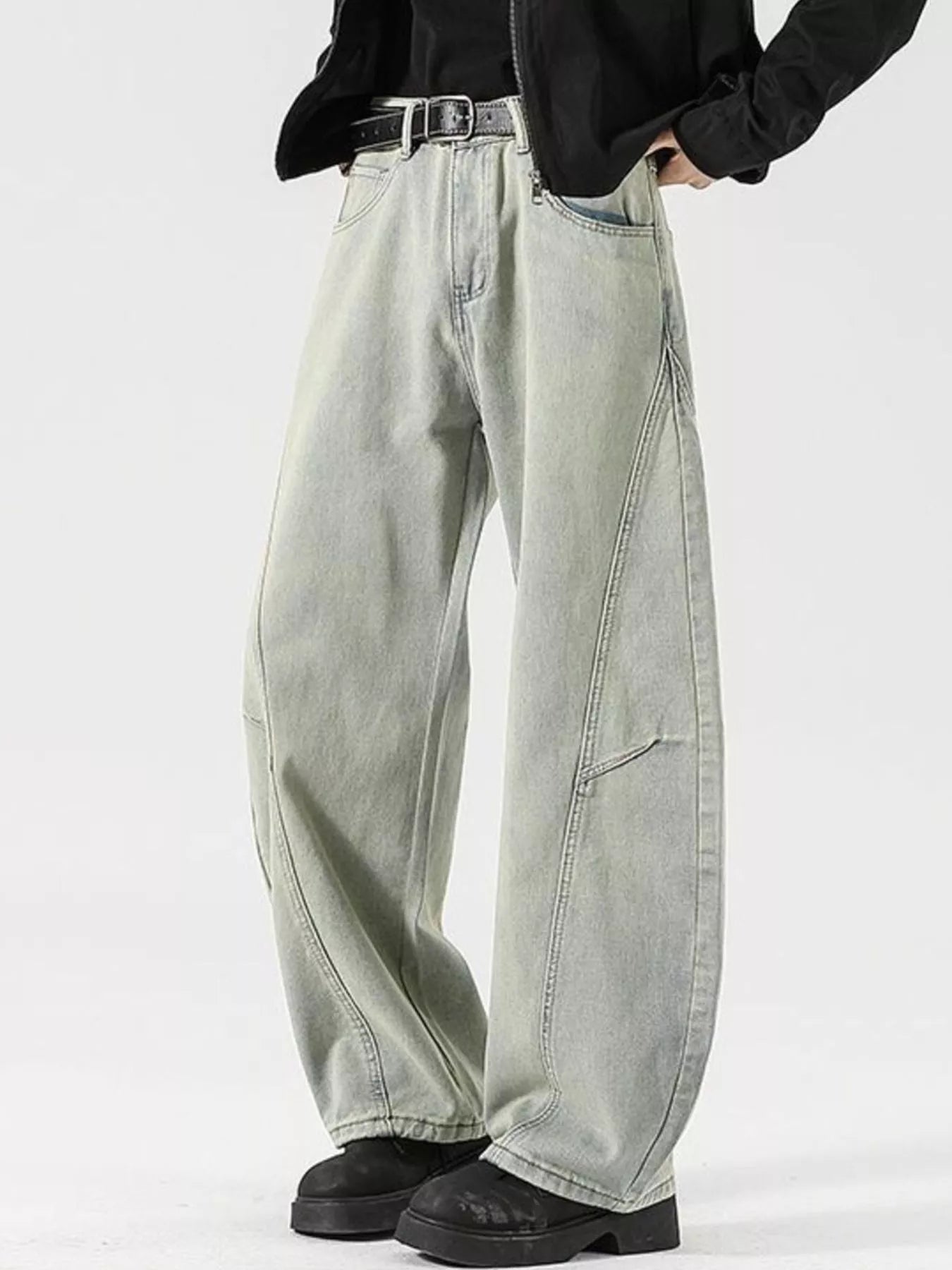 Men's Full Size Washed Wide Leg Jeans Plus Size Secondary image