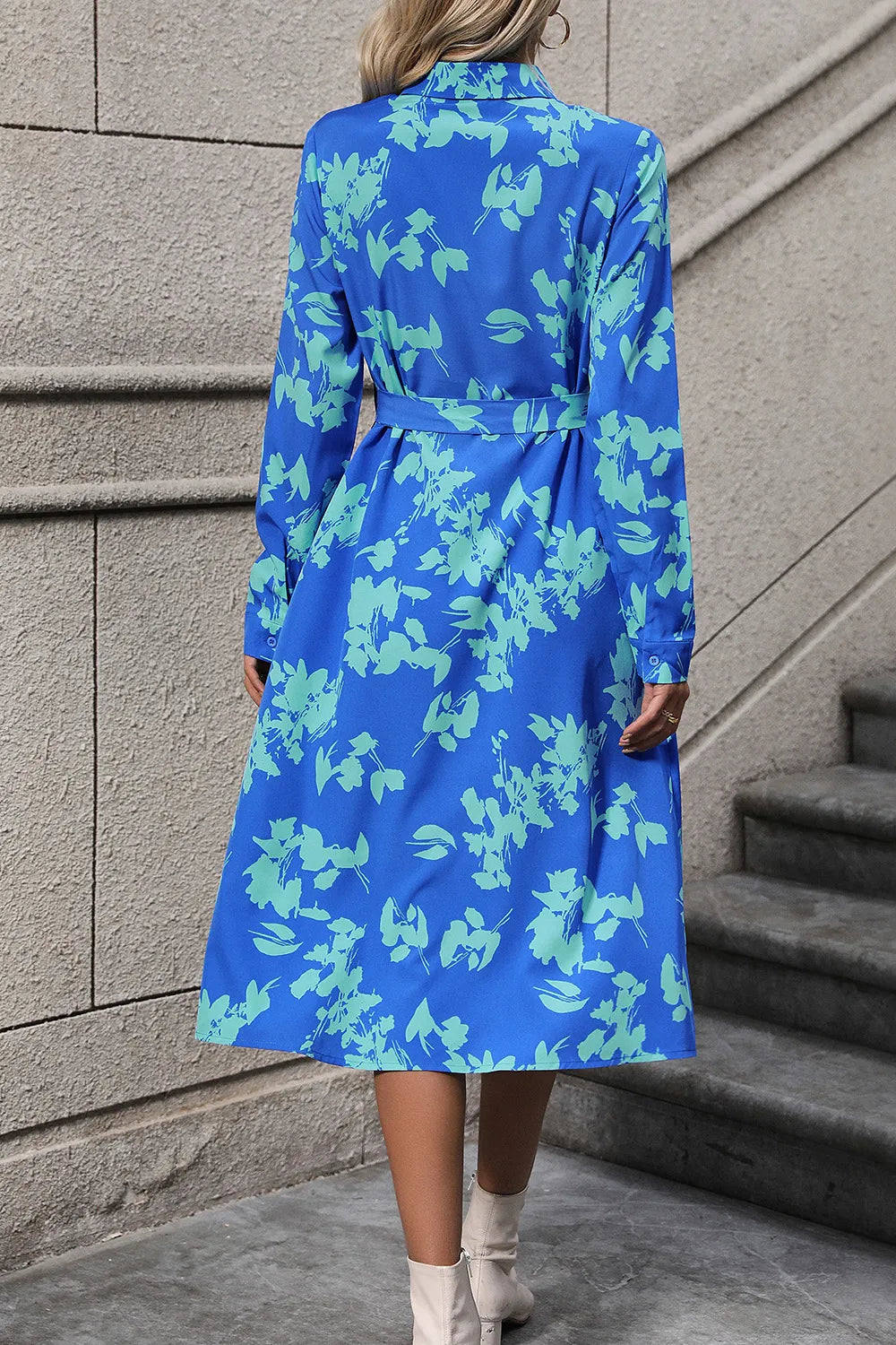 Perfee Printed Button Up Tie Waist Dress Secondary image