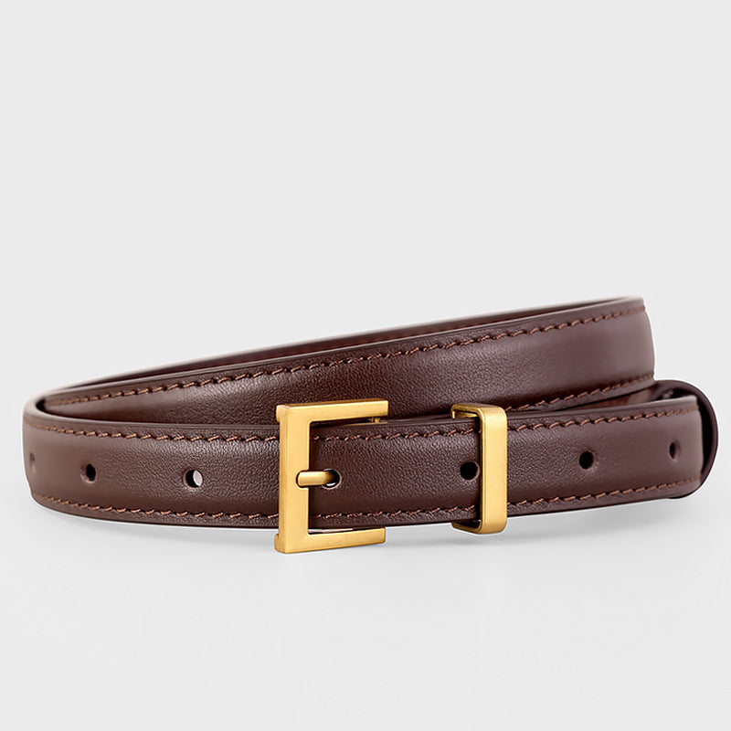 Leather Skinny Belt with Golden Buckle Secondary image