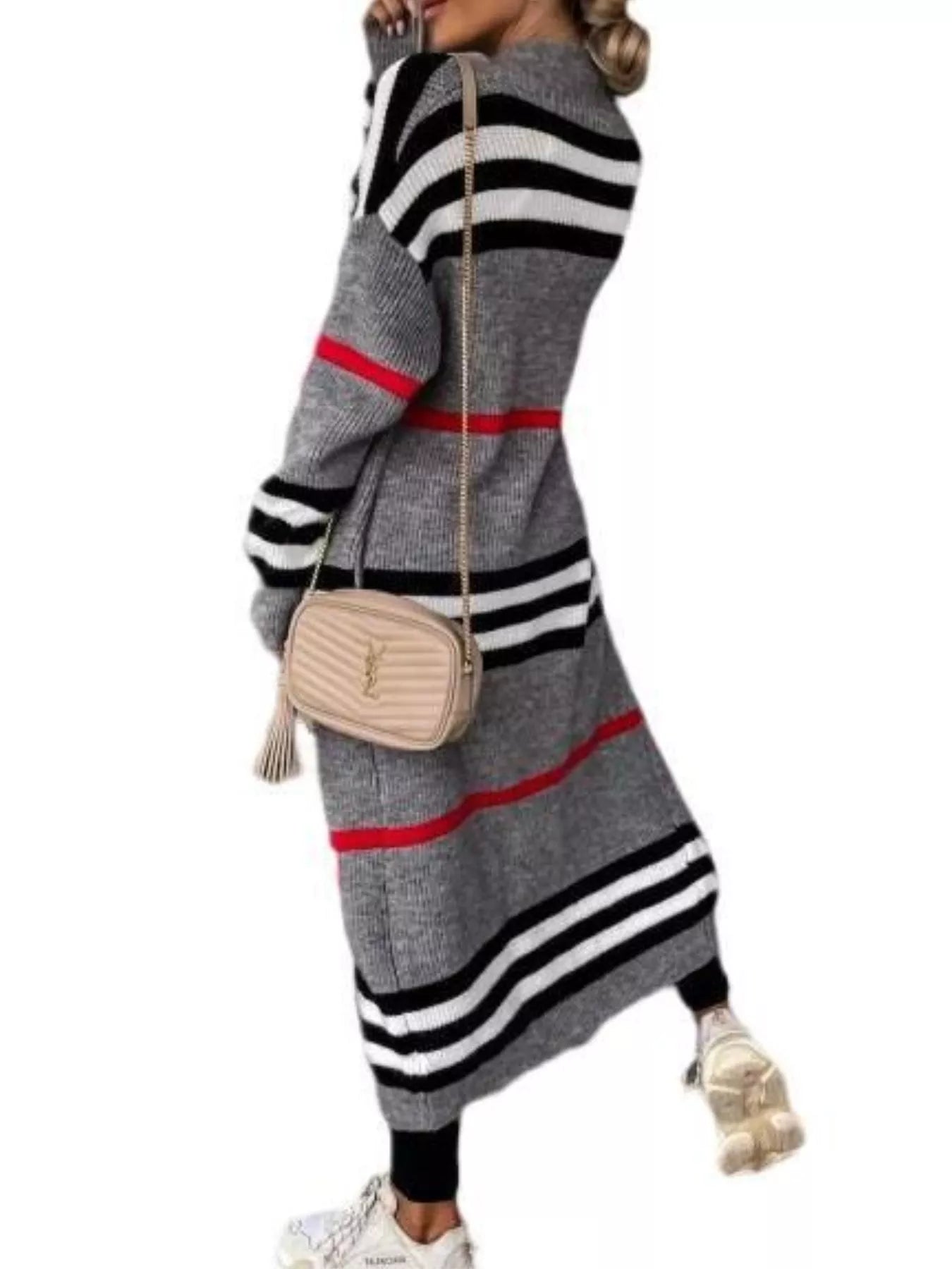 Striped Longline Open Front Cardigan Secondary image