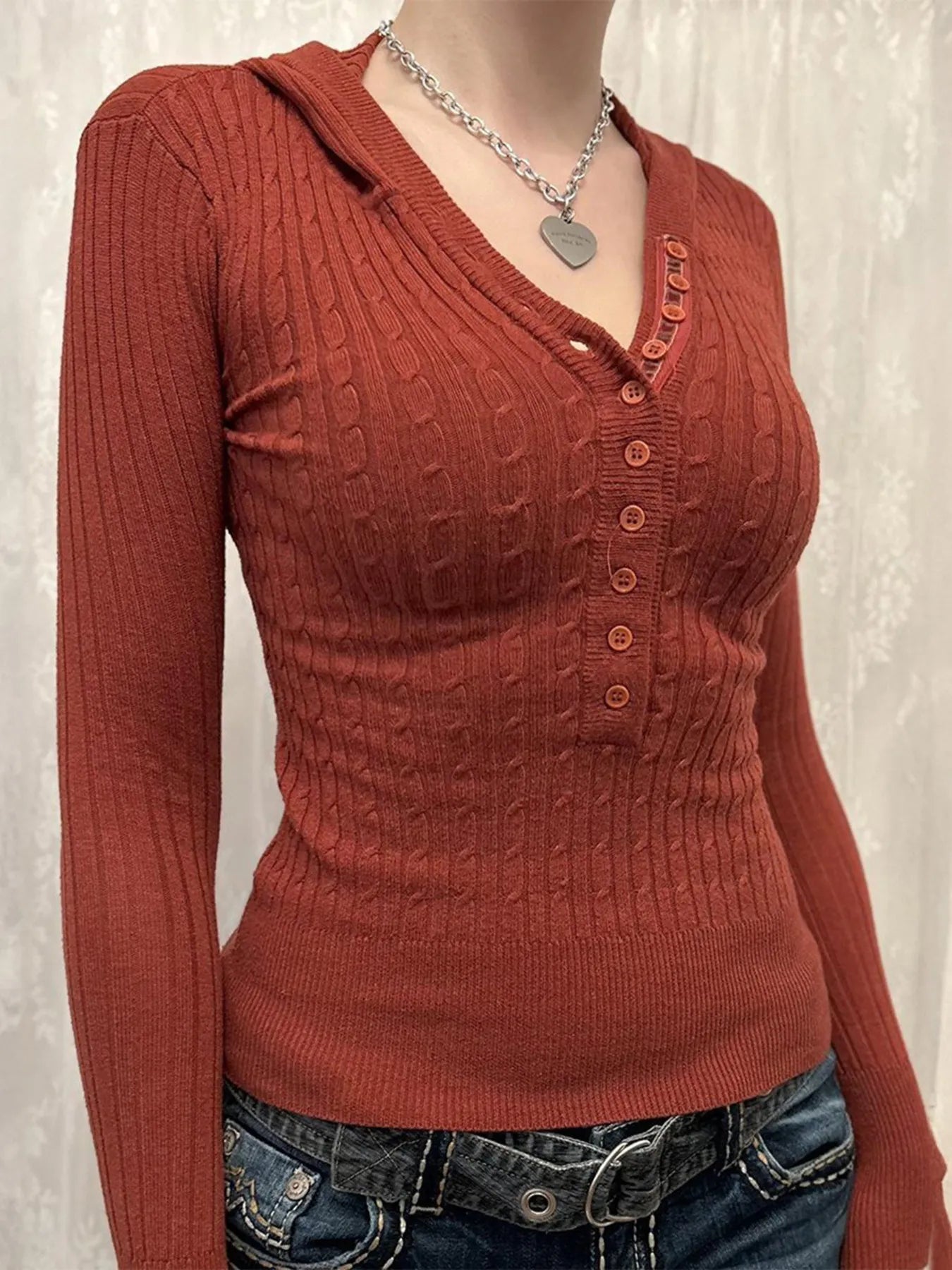Button Front Long Sleeve Sweater Secondary image