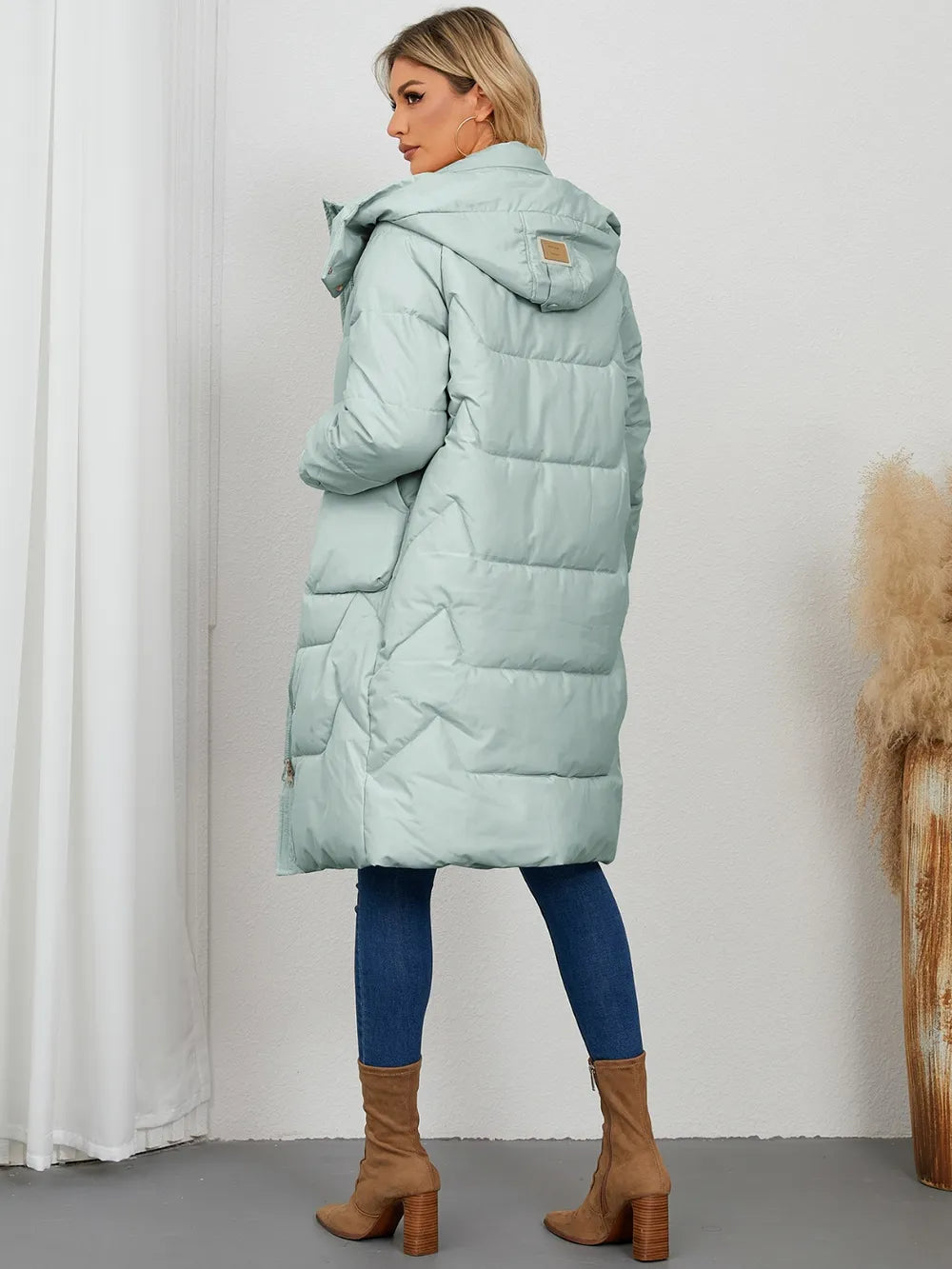 Long Sleeve Longline Hooded Winter Coat Secondary image