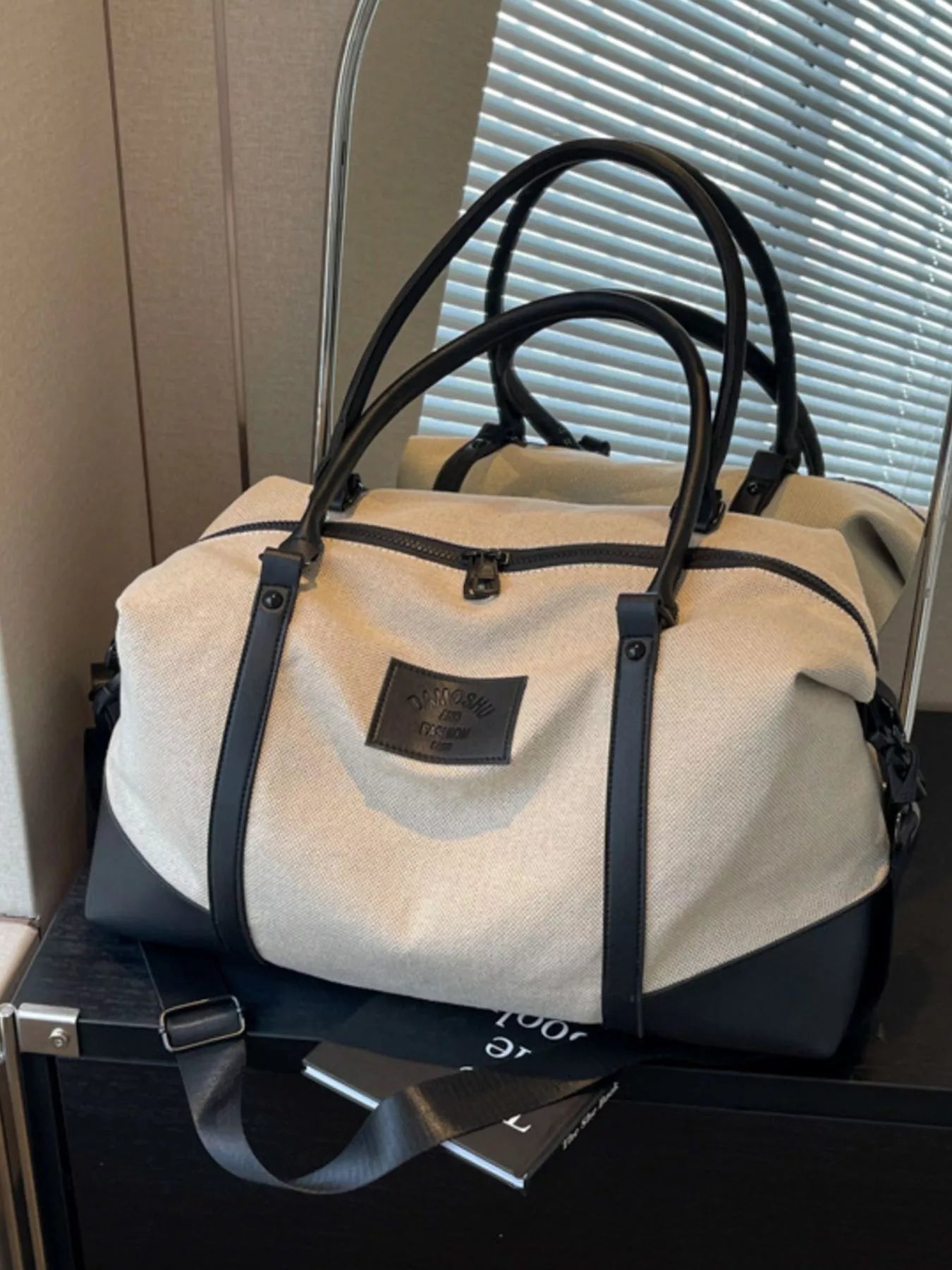 Canvas Leather Trim Travel  Bag Secondary image