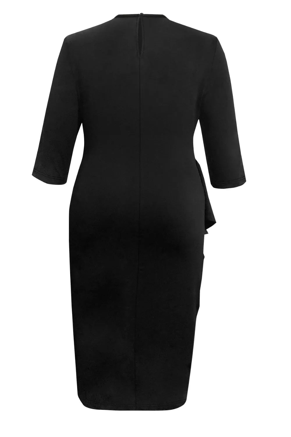 Plus Size Ruffle Trim Round Neck Long Sleeve Dress Secondary image