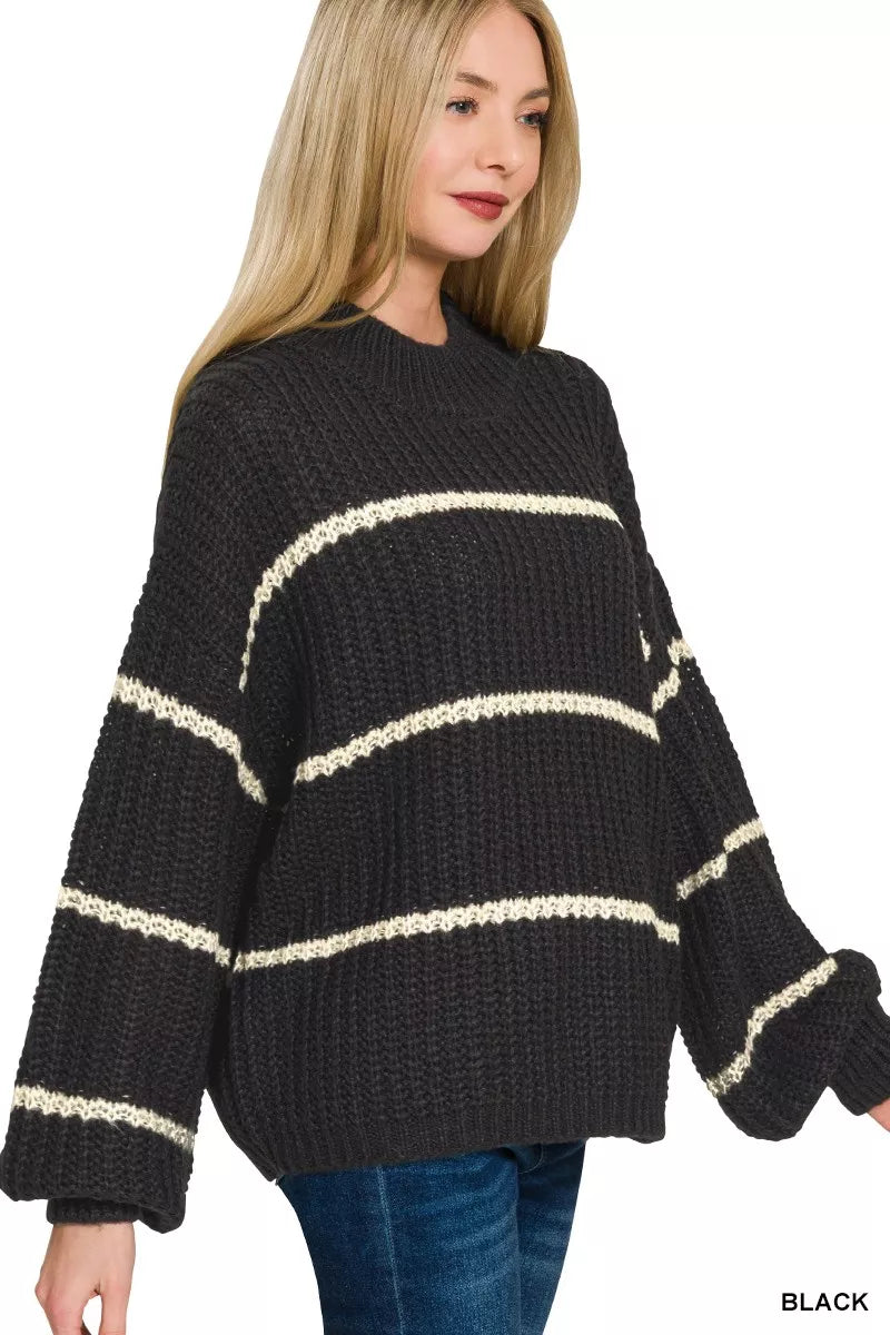 Zenana Oversize Striped Sweater Secondary image