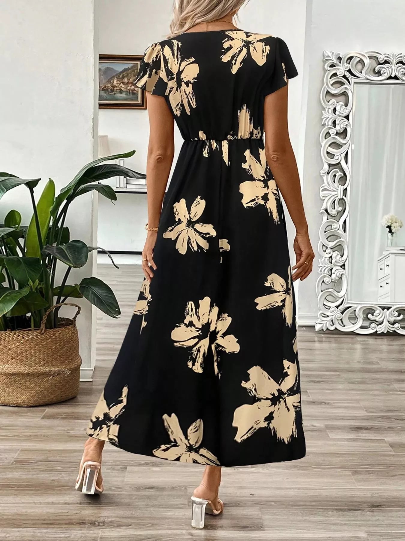 Surplice Cap Sleeve Midi Dress Secondary image