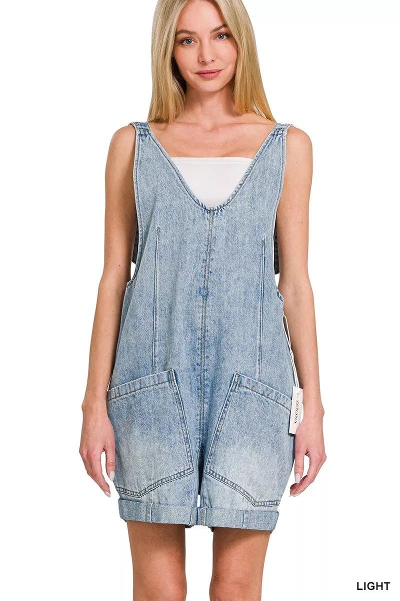Zenana Denim Short Overalls Secondary image