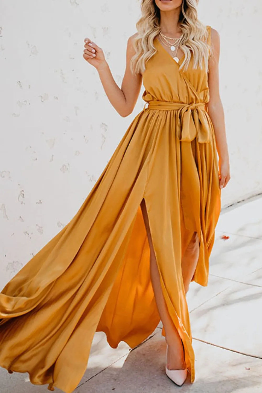 Surplice Tie Waist Maxi Dress Secondary image