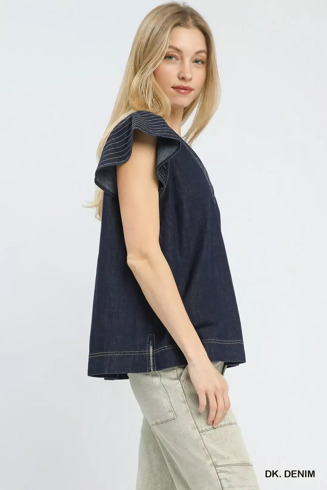 Umgee Cap Sleeve Denim Top Secondary image