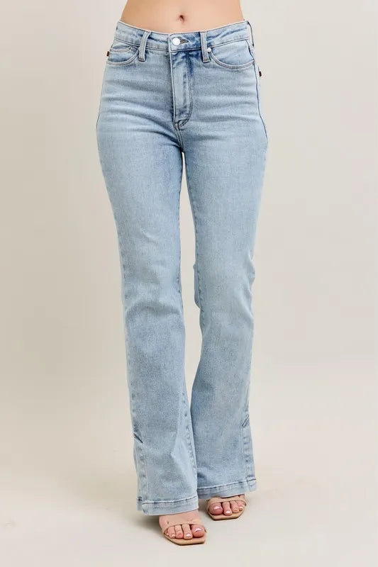 Judy Blue Full Size Tummy Control Vintage Wash Side Slit Slim Boot Jeans Plus Size Secondary image