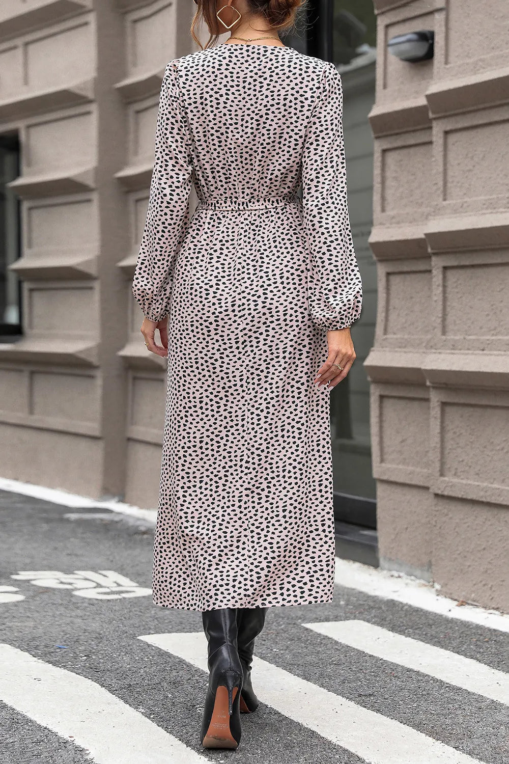 Perfee Slit Printed Surplice Balloon Sleeve Dress Secondary image