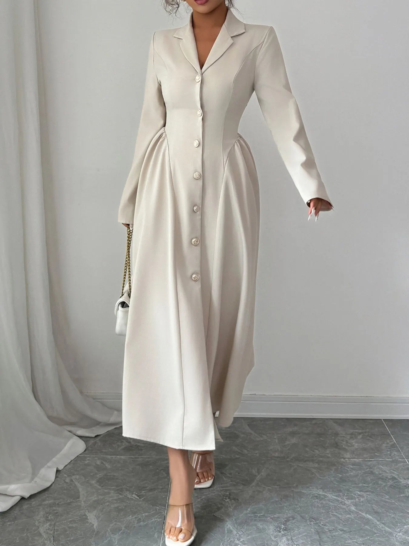 Button-Front Long Sleeve Dress Secondary image