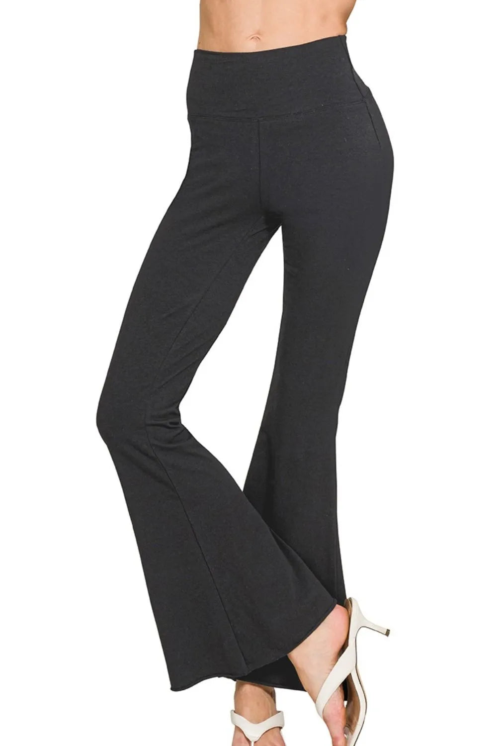 Zenana Raw Edge Hem Flare Yoga Pants Secondary image