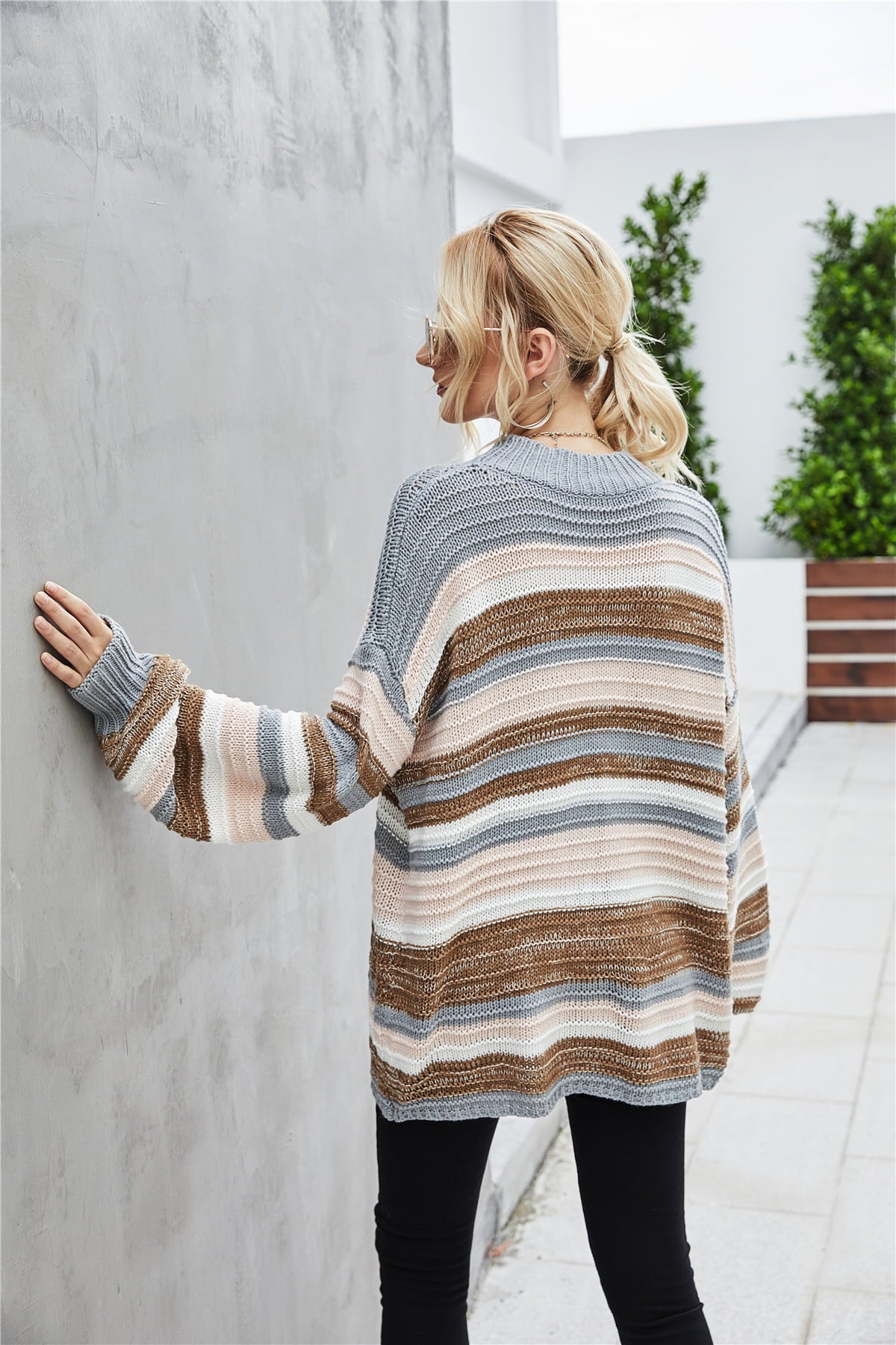 Angel Wings Round Neck Dropped Shoulder Sweater Secondary image