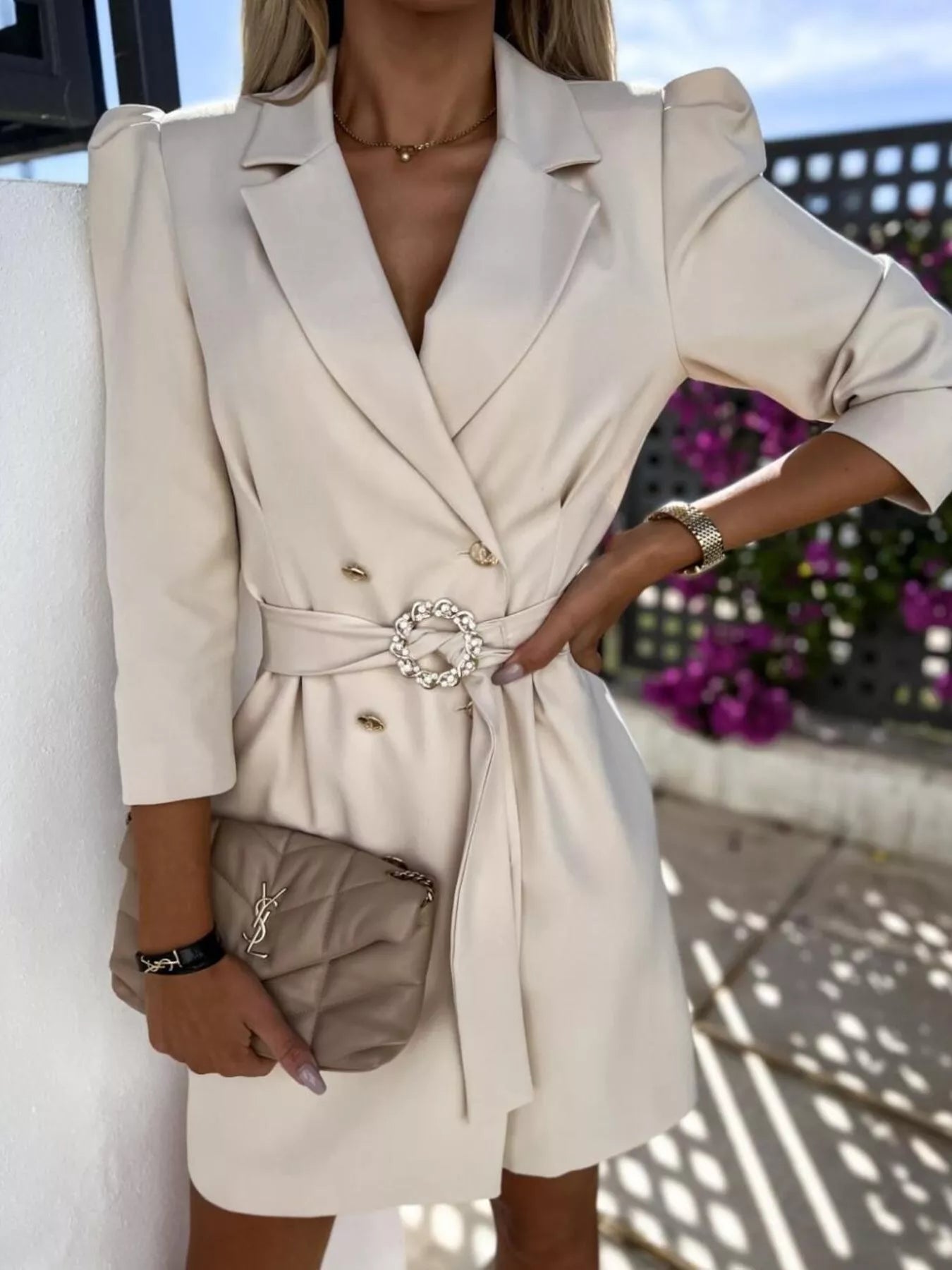 3/4 Sleeve Belted Blazer Dress Secondary image