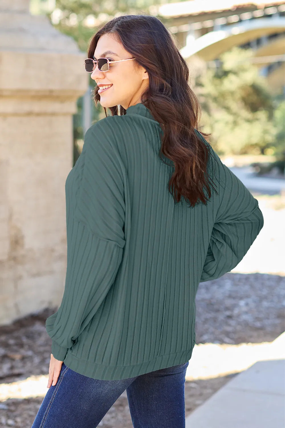 Basic Bae Full Size Ribbed Exposed Seam Mock Neck Knit Top Secondary image