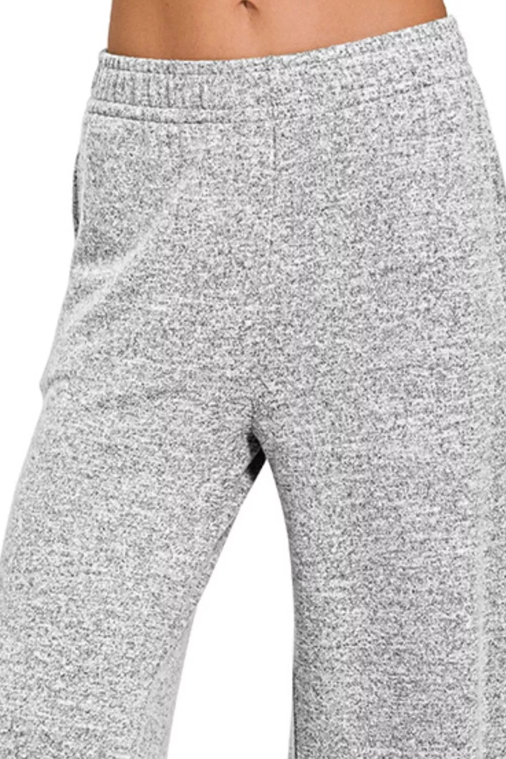 Zenana Soft Melange Hacci Elastic Waistband Lounge Pants Secondary image