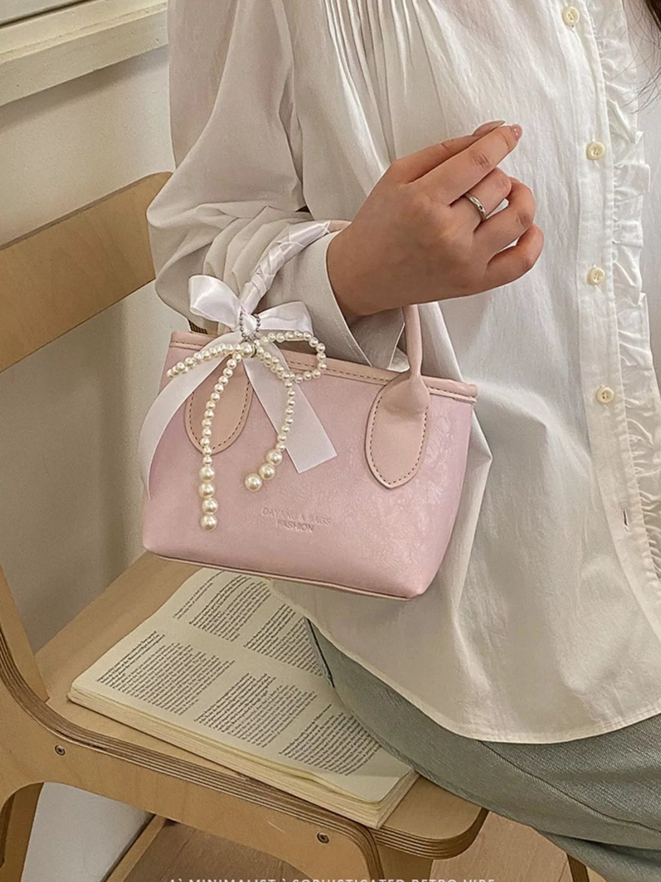 Pearl Bow Charm Crossbody Bag Secondary image