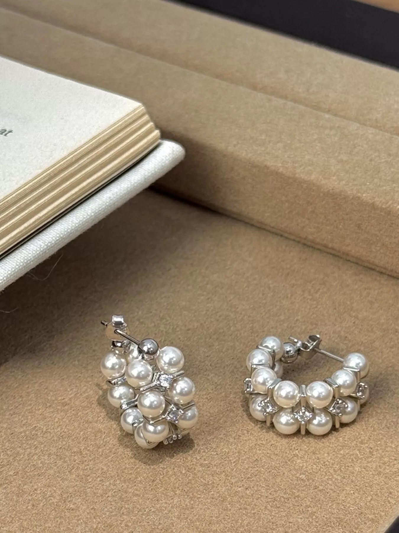 Pearl Hoop Earrings Secondary image