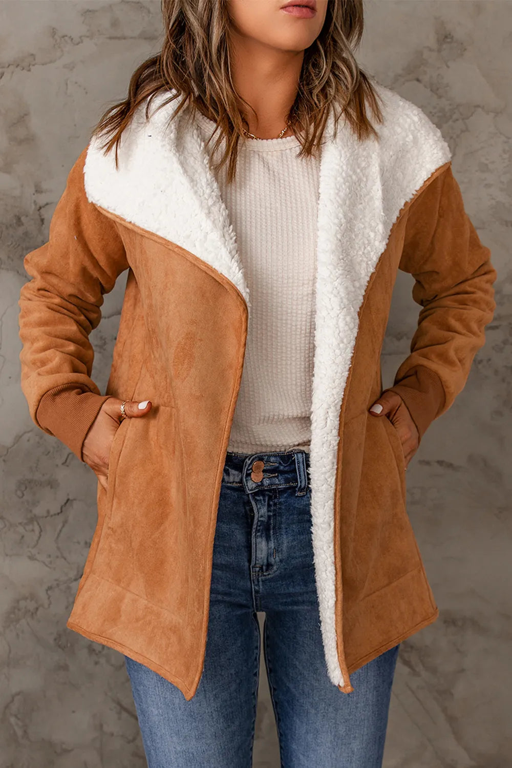 Open Front Long Sleeve Sherpa Jacket Secondary image