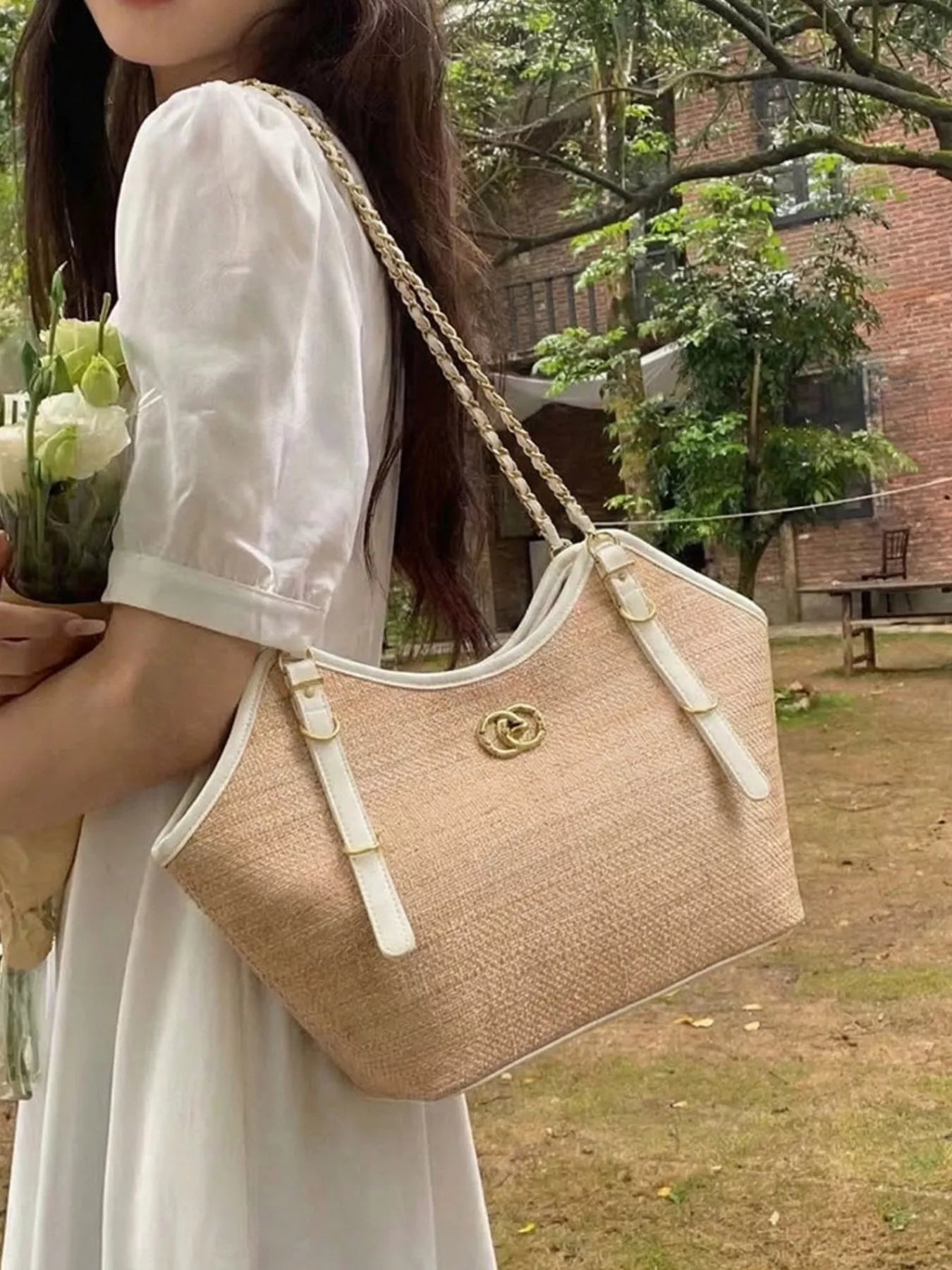 Contrast Trim Adjustable Strap Shoulder Bag Secondary image