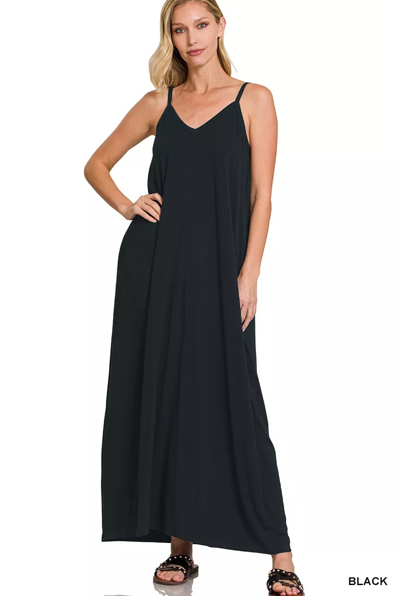 Zenana V-Neck Cami Maxi Dress with Side Pockets Secondary image