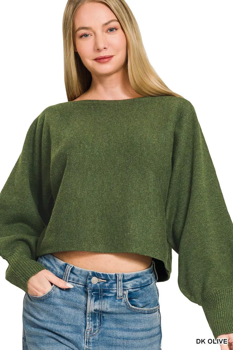 Zenana Boat Neck Balloon Sleeve Sweater Secondary image