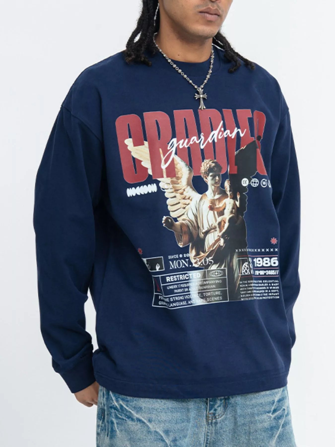 Men's Guardian Angel Graphic Long Sleeve T-Shirt Secondary image
